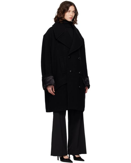 MM6 by Maison Martin Margiela ブラック ウールフェルト ダブルブレスト コート Black