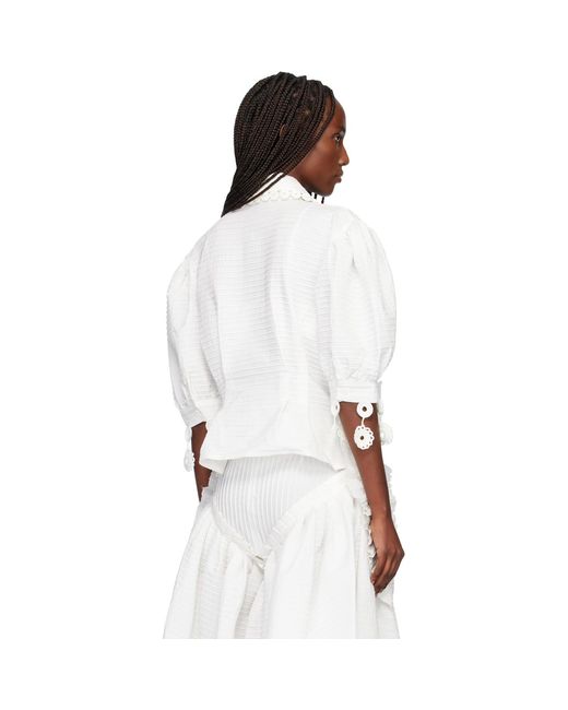 Róisín Pierce White Iced Crochet And Pintuck Shirt