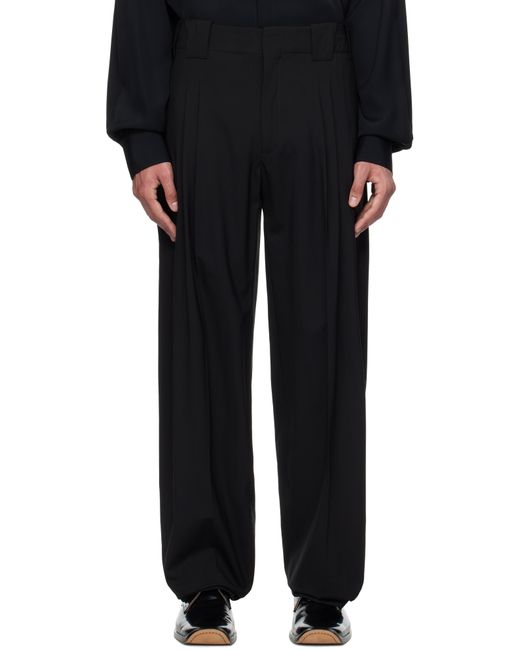 メンズ Mugler ブラック タック ワイドパンツ Black
