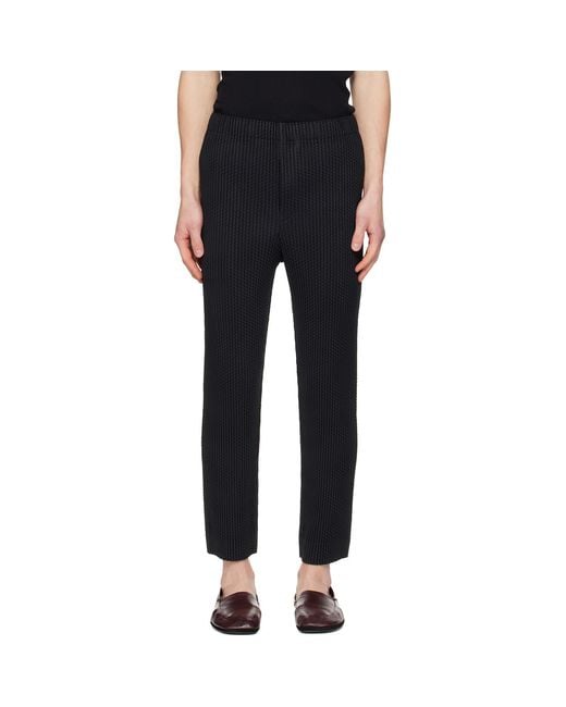Homme Plissé Issey Miyake Black Wickerwork Mesh Trousers for men