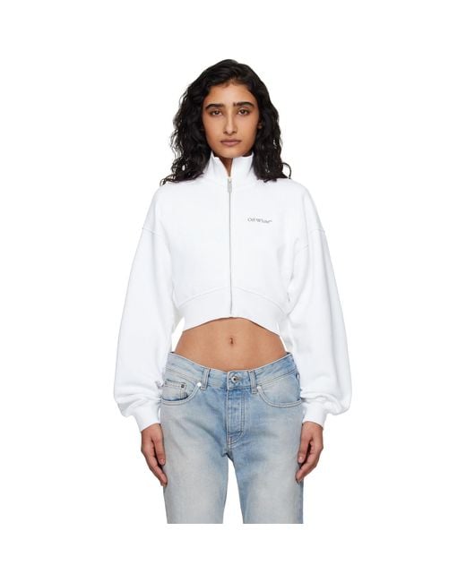 Off-White c/o Virgil Abloh White Arrow Glowing Flower Crop Zip Jacket