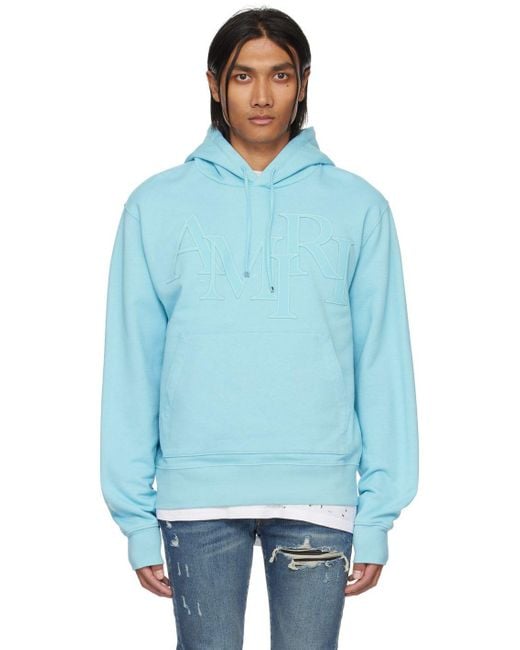 Amiri Blue staggered Hoodie for Men | Lyst