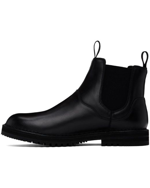 Suicoke Black Buffed Leather Chelsea Boots for men