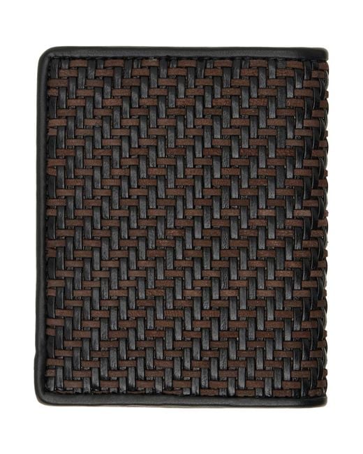 Ferragamo Black Woven Credit Card Holder for men