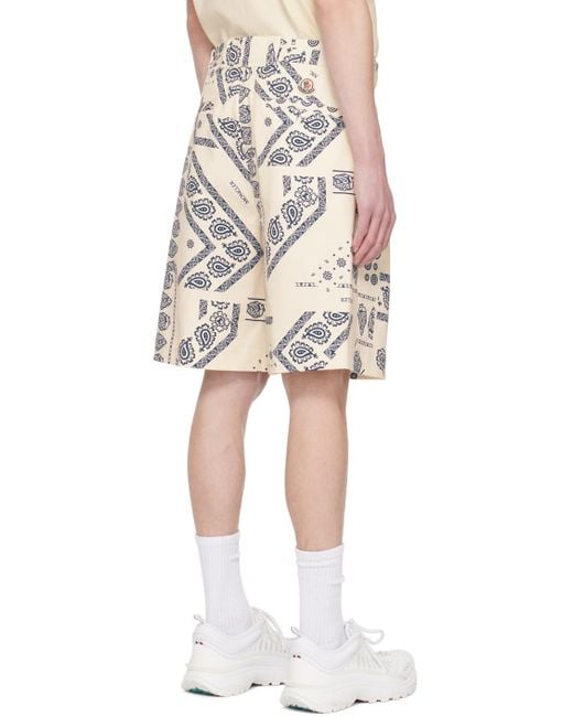 Moncler Natural Off-white Printed Shorts for men