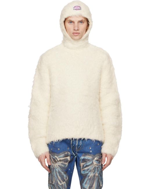 メンズ Acne ホワイト アルパカブレンド プルオーバー Blue