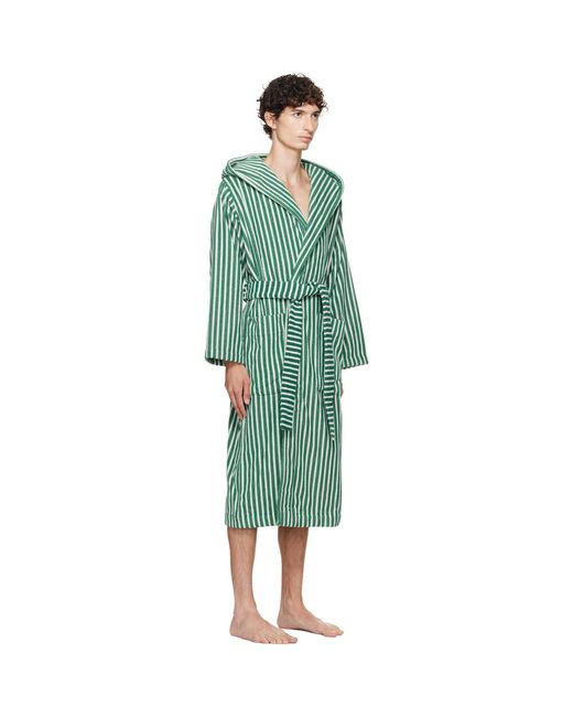 Tekla Green Terry Hooded Bathrobe for men