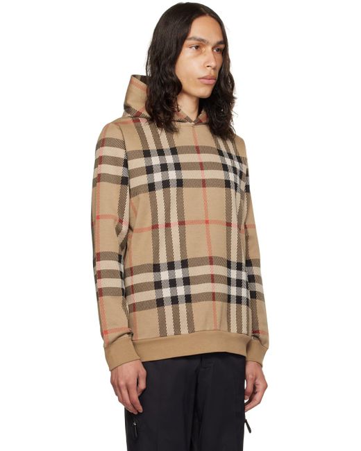 Burberry Multicolor Beige Check Hoodie for men