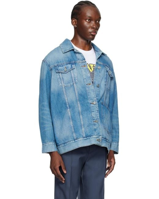 Ganni Blue Oversized Denim Jacket for men