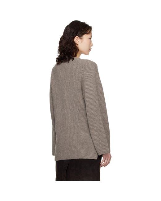 Loulou de Saison Brown Gabe U Neck Ribbed Cashmere Sweater