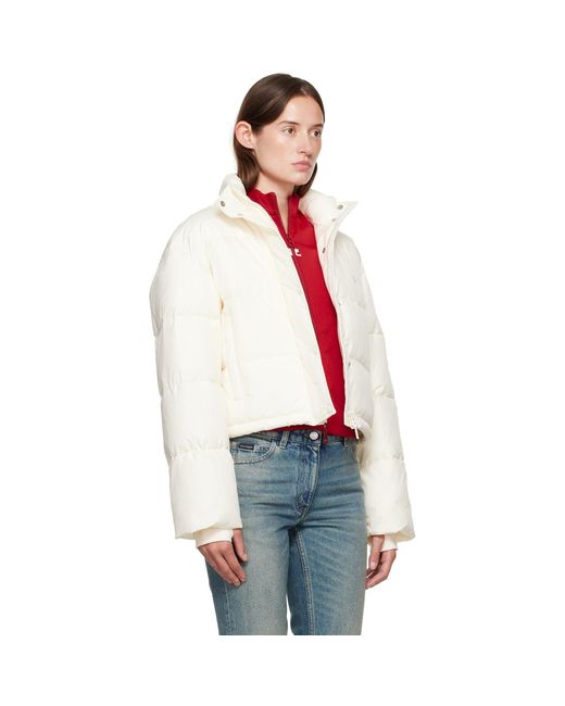 Courreges Red Off- Cropped Puffer Jacket