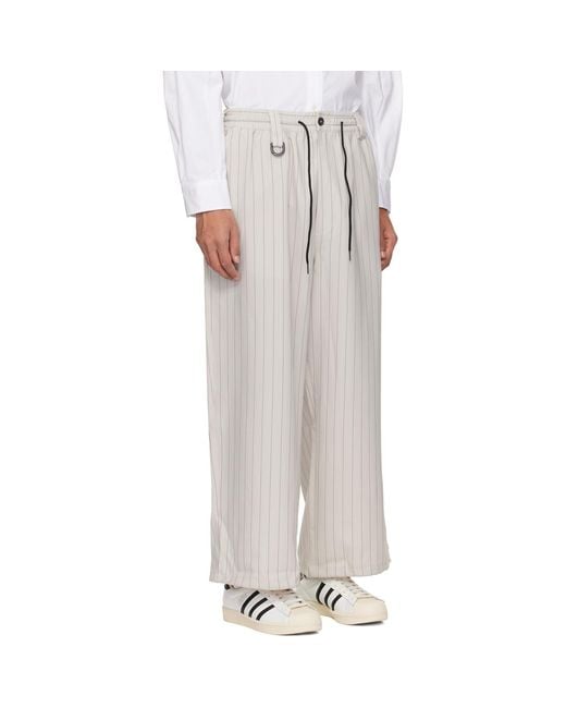 Y-3 White Pinstripe Sport Uniform Track Pants for men