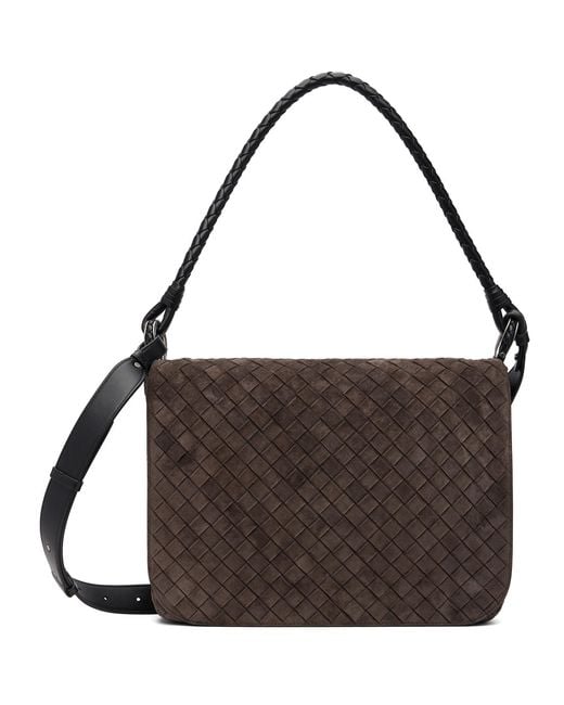 Bottega Veneta Brown Swing Intrecciato Suede Bag for men