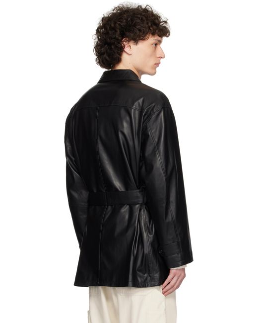 YLÈVE Black Glove Coverall Leather Jacket for men