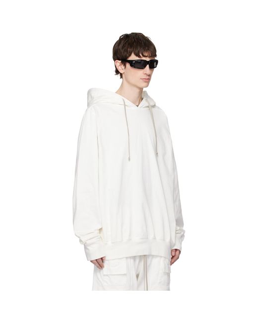 Rick Owens White Off- Temple Oversized Hoodie for men