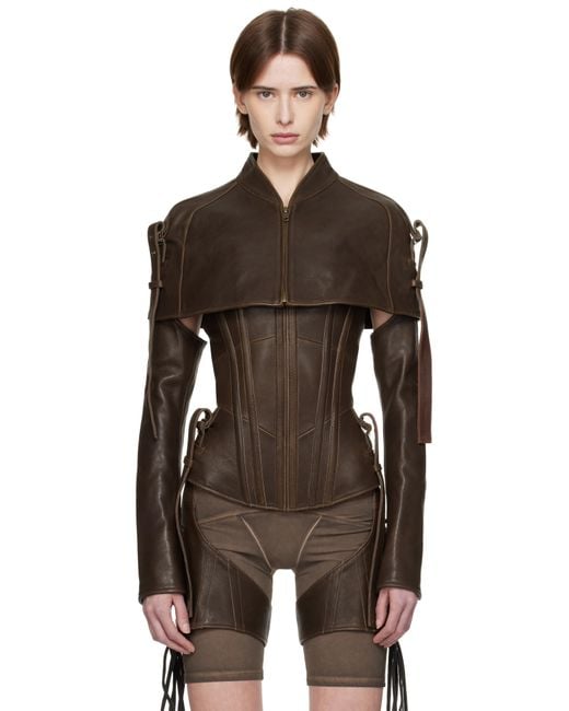 KNWLS Black Veil Leather Cape Jacket