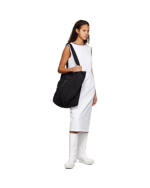 Raf Simons Black White Distressed Denim Midi Dress