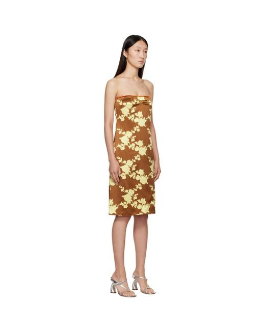 Versace Black Wild Roses Strapless Midi Dress