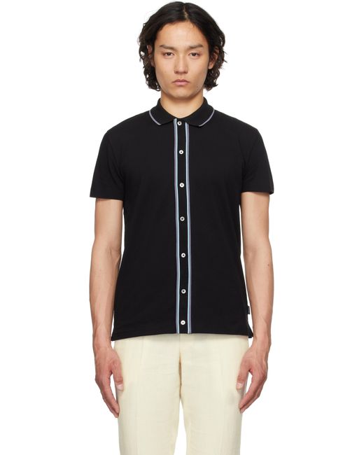 メンズ Paul Smith ブラック Button-Front Stretch-Cotton ポロシャツ Black