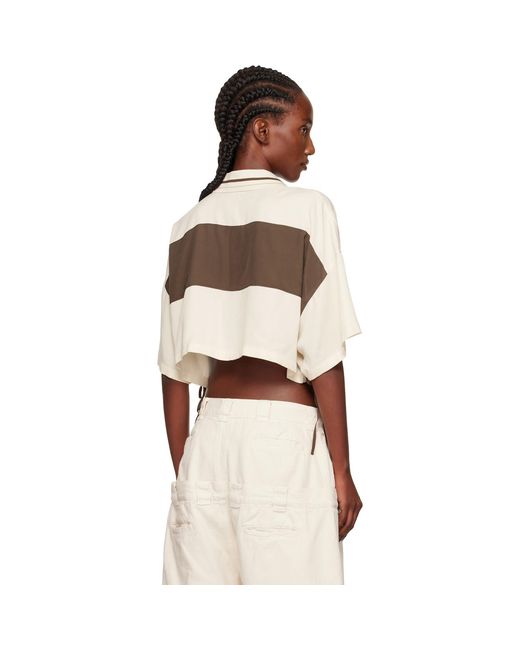 we11done Natural Off- & Cropped Side Ribbon Polo