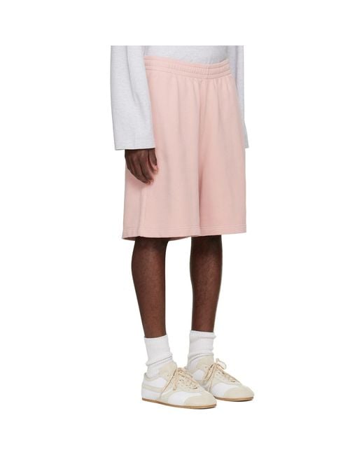 Acne Pink Embroidered Logo Shorts for men
