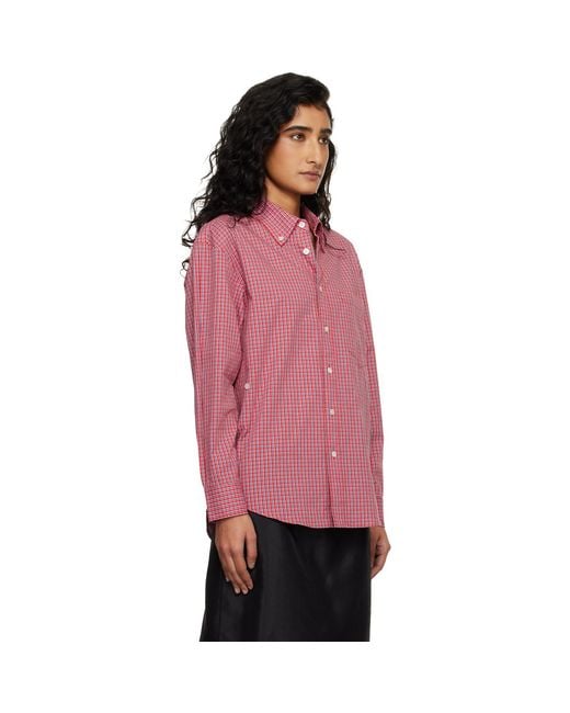 DUNST Pink Oversized Bd Checked Shirt