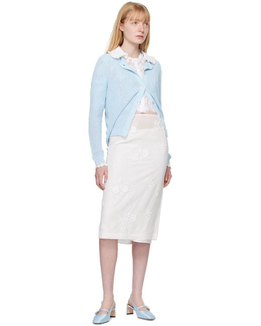 ShuShu/Tong White Floral Midi Skirt