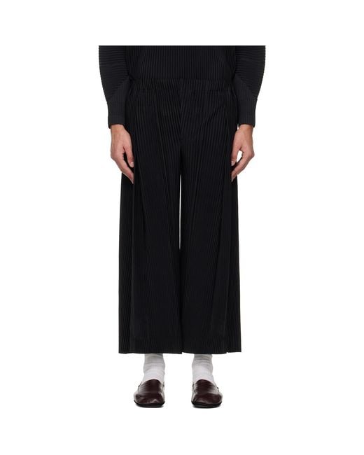 Homme Plissé Issey Miyake Black Pleats Bottoms Trousers for men