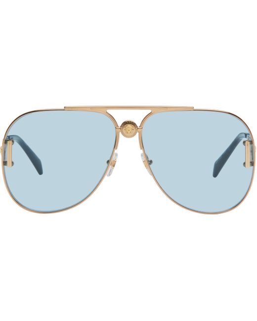 Lunettes De Soleil Aviateur Dorées À Ferrures À Logo Medusa '95 Versace en coloris Black