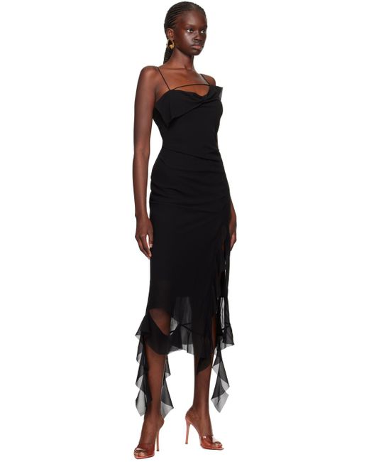 Acne Black Ruffle Midi Dress