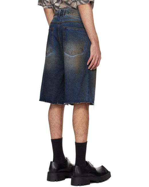 we11done Blue Faded Denim Shorts for men