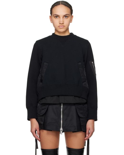 Sacai Black Paneled Sweatshirt
