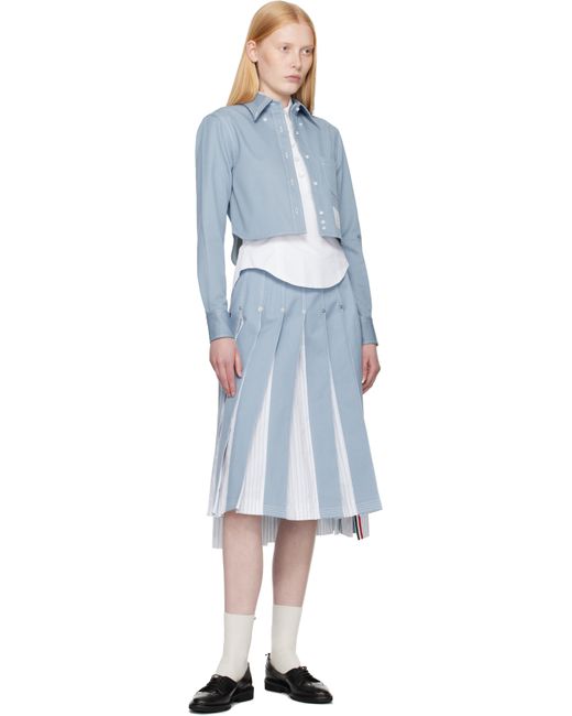 Thom Browne Blue Classic Cropped Long Sleeve Denim Shirt