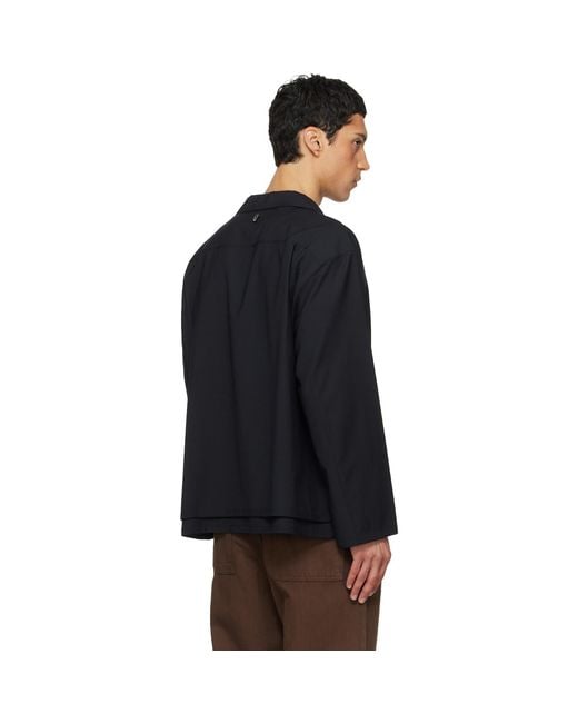 LE17SEPTEMBRE Black Double-Layered Open Collar Shirt for men