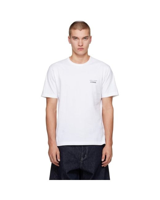 Comme des Garçons White 'Homme' Chest Logo Cotton T-Shirt for men
