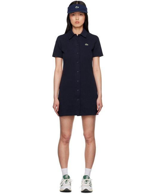 Lacoste Navy Collared Mini Dress in Black | Lyst