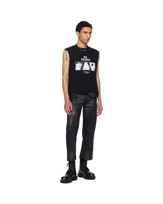 HYACYN Black Eet 'Die Raeuber' Cotton Distressed Tank Top for men