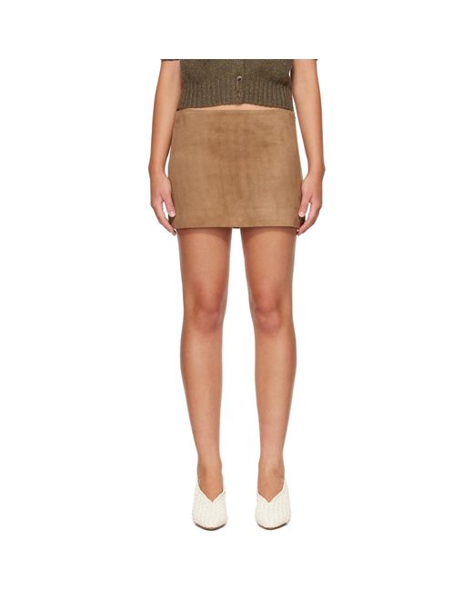 Khaite Brown Tan Jett Suede Miniskirt