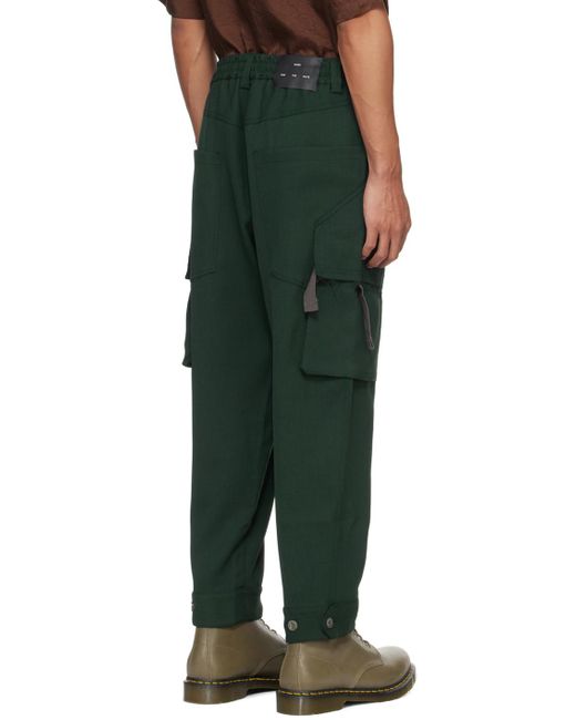 Song For The Mute Green Tabbed Cargo Pants for men