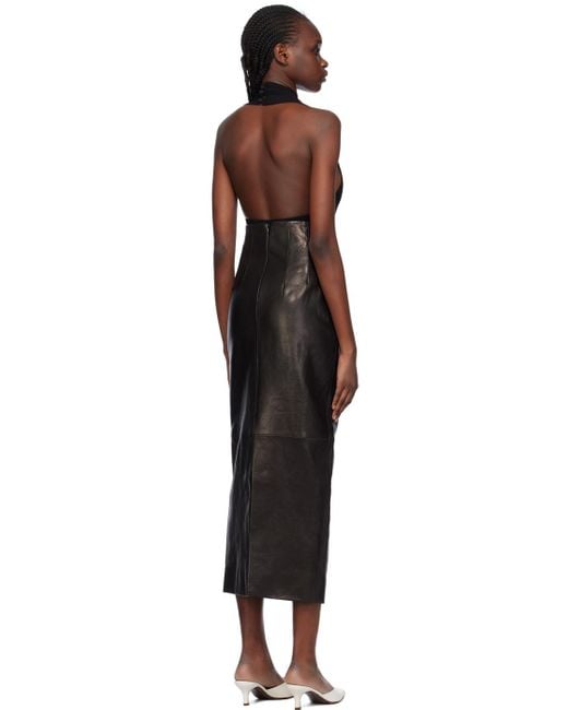 Khaite Black 'the Loxley' Leather Maxi Skirt