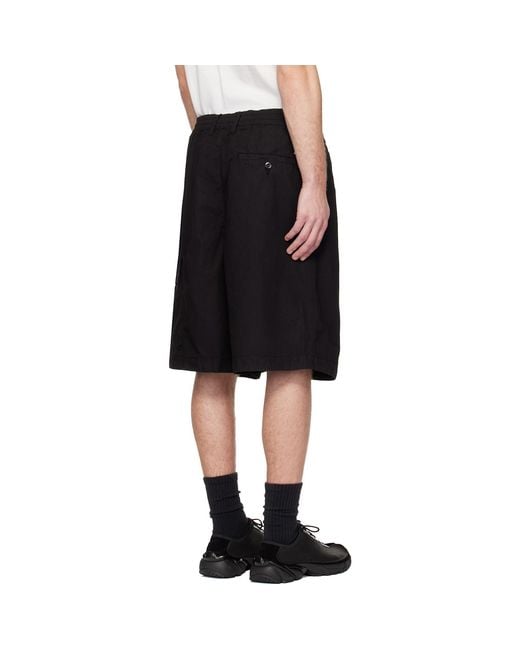 C P Company Black Micro-Reps Boxy Lens Shorts for men