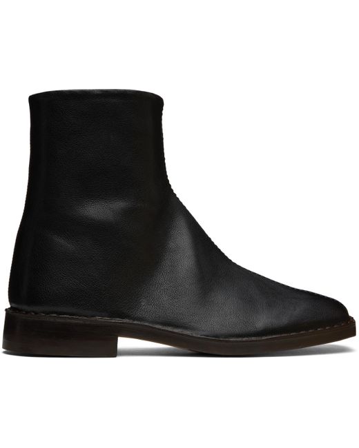 Lemaire Black Piped Zipped Boots for men