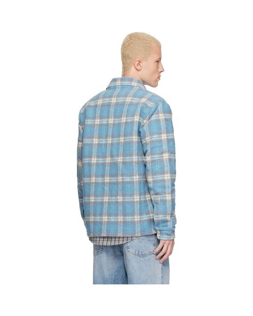 Polo Ralph Lauren Blue Felted Wool Collared Overshirt for men