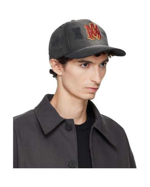 Amiri Black Ma Outline Canvas Cap for men