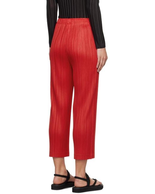 Pleats Please Issey Miyake Red Thicker Bottoms 1 Trousers