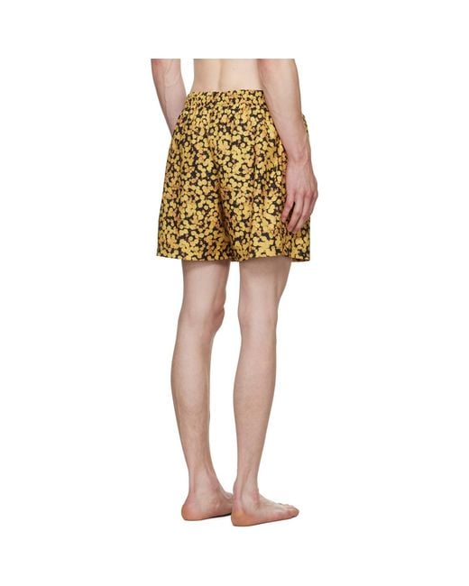 Dries Van Noten Yellow Printed Swim Shorts for men