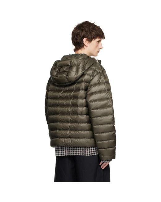 Jil Sander Black Khaki Hooded Down Jacket for men