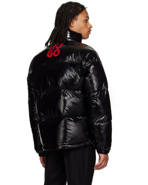 HUGO Black Quilted Puffer Jacket for Men | Lyst