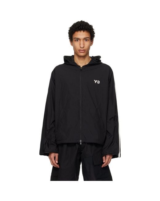 Y-3 Black Nylon Wired 3 Stripes Track Jacket for men