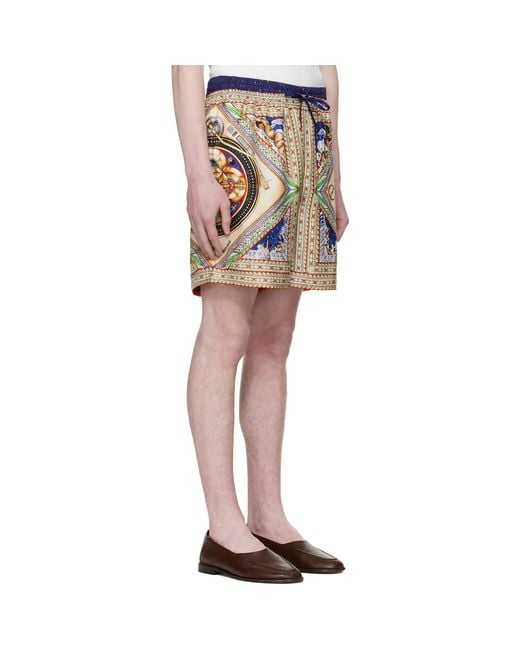 Casablanca Black 'Plafond Orne De Musique' Silk Shorts for men